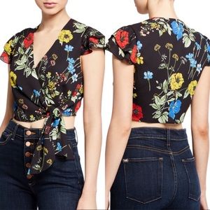 Alice+Olivia Zable floral print cropped wrap top size 4